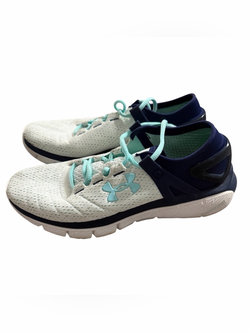 Under Armour Women's White & Teal Athletic Sneakers - Size 8.5